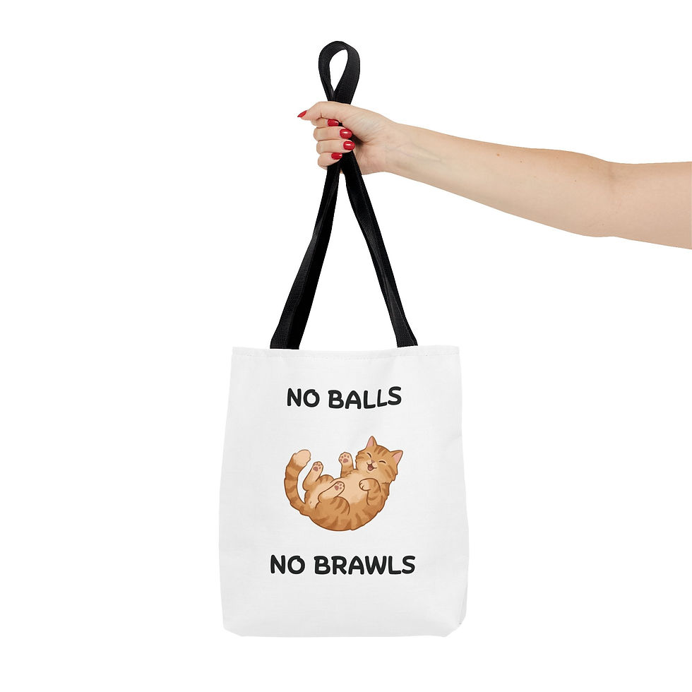 Thumbnail: NO BALLS, NO BRAWLS - Reusable Tote Bag