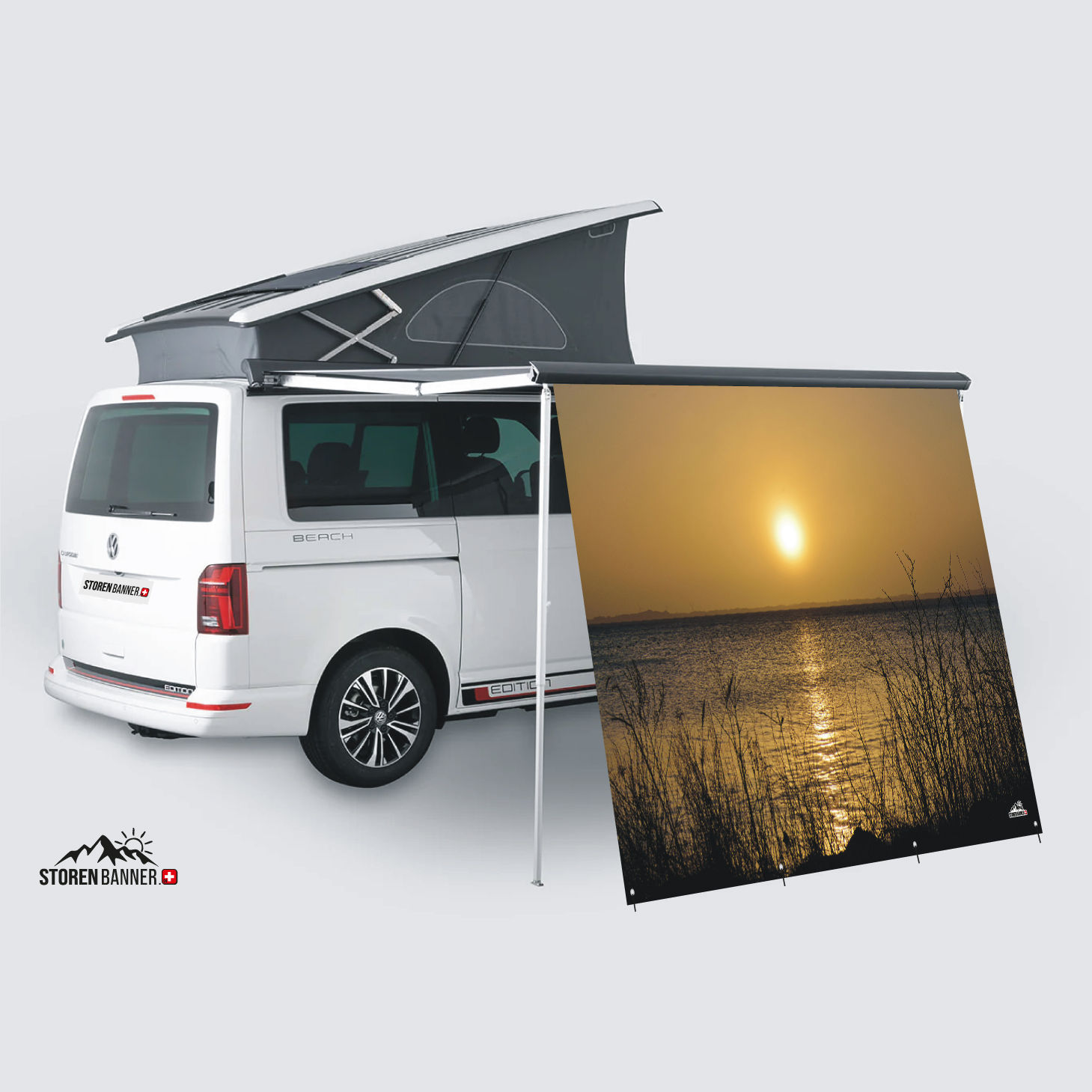 Sonnenuntergang auf Storen VW Bus T6