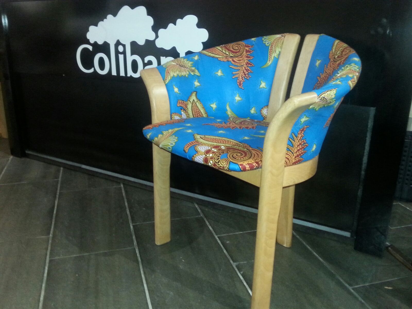 70's chair with African upholstery