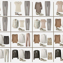 Image featuring a diverse range of style ideas arranged in a row, including clothing ensembles, accessories, color palettes, and fashion inspirations.