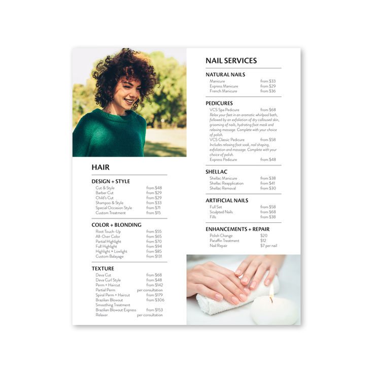 VCS Salon Menu Inside