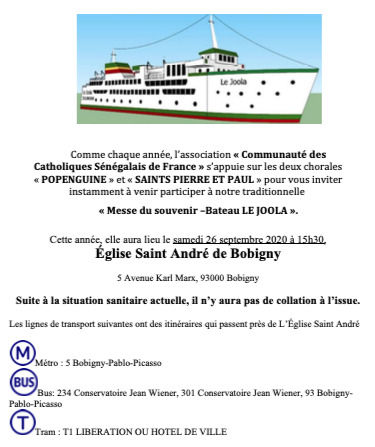 « Messe du souvenir –Bateau LE JOOLA »