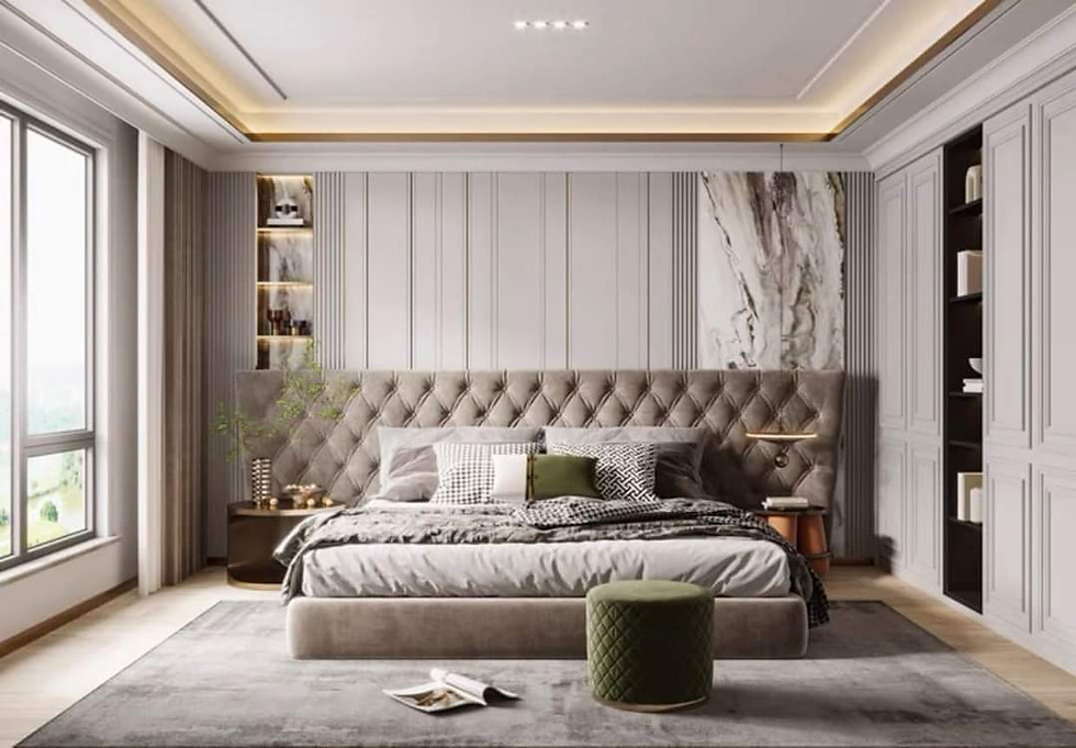 Hình thu nhỏ: Giường bọc nỉ - da cao cấp ( nỉ - da cao cấp nhập khẩu hàn quốc - Italia) 