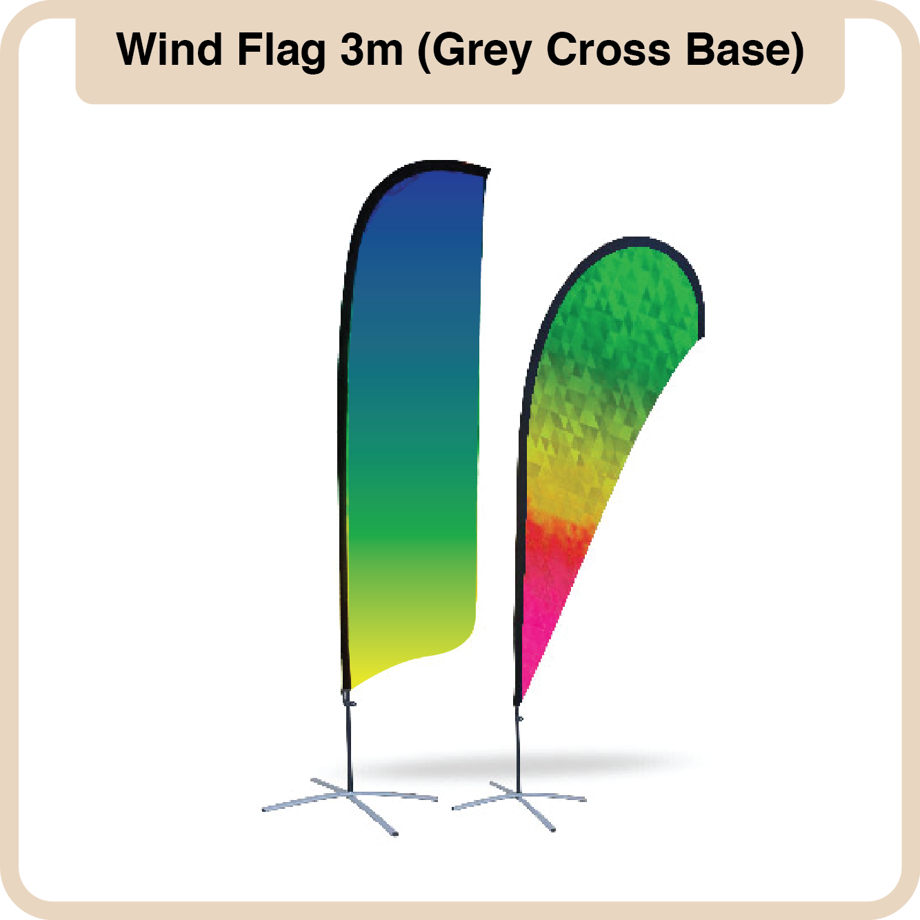 Wind / Beach Flag 3m (Grey Cross Base)