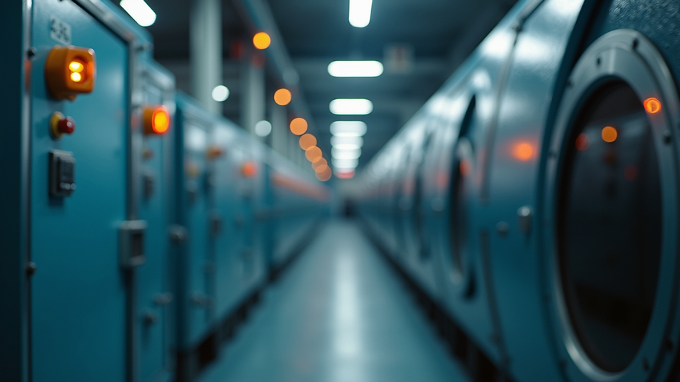 Eye-level view of industrial machinery with energy monitoring sensors