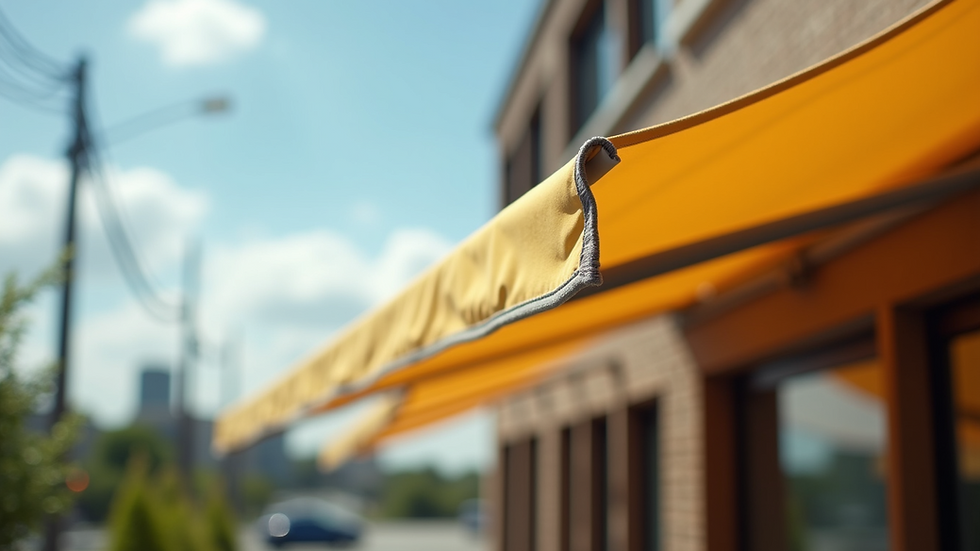 Close-up view of a clean and repaired awning fabric