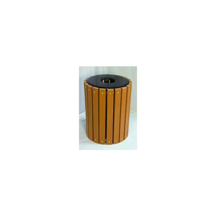 32-Gal. Wooden Slat Trash Receptacle