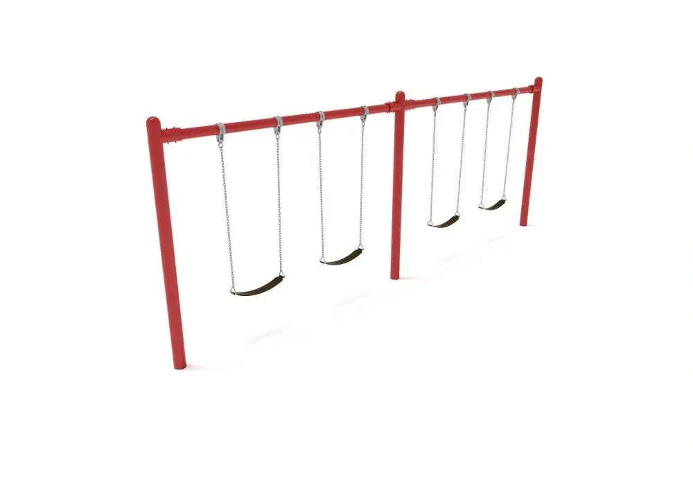 8-foot-high Elite Single-Post Swing Set with Two Bays - Brick Red- Surplus