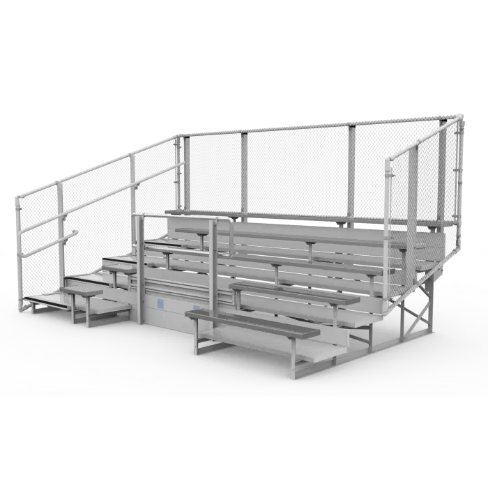 5 Row ADA Aluminum Bleachers with Galvanized Steel Frame - Chain Link Fence