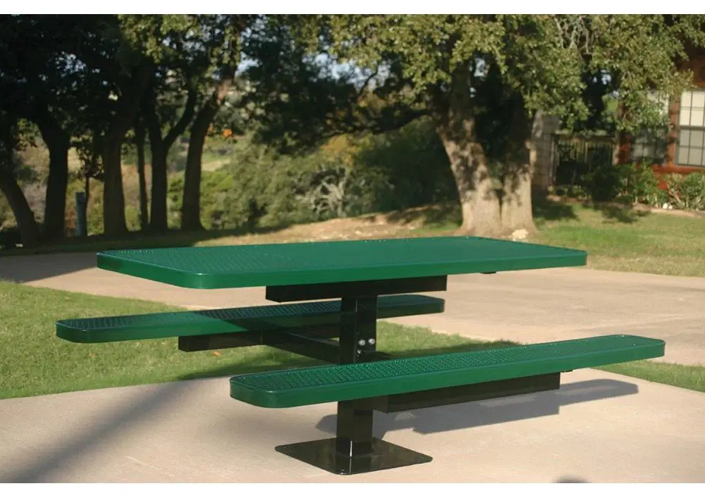 Rectangular Single Pedestal Picnic Table with Diamond Pattern