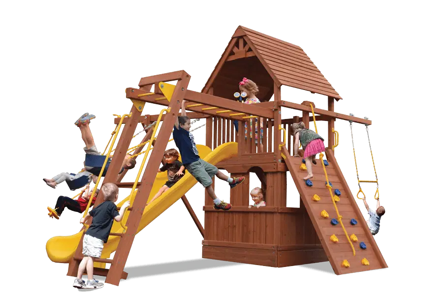 Turbo Deluxe Fort Combo 3 w/ Playhouse & Wood Roof - 25C