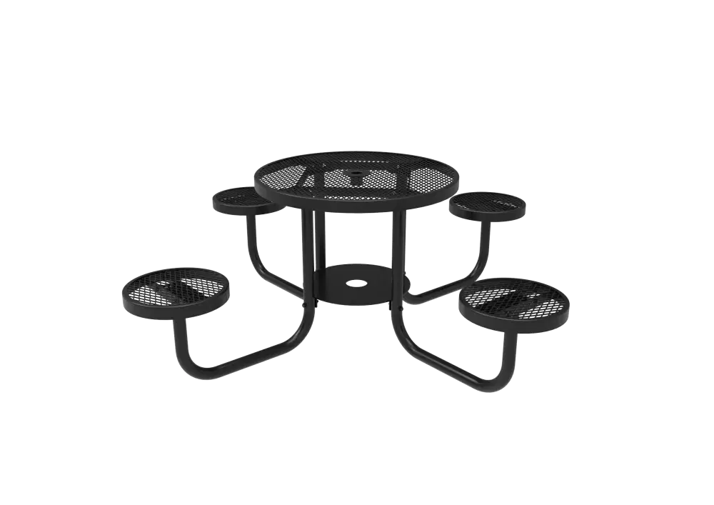 Diamond Pattern Round Patio Table with Attached Seats
