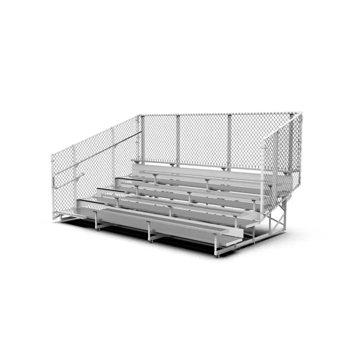 5 Row Aluminum Bleacher with Galvanized Steel Frame - Chain Link Fence - Proline