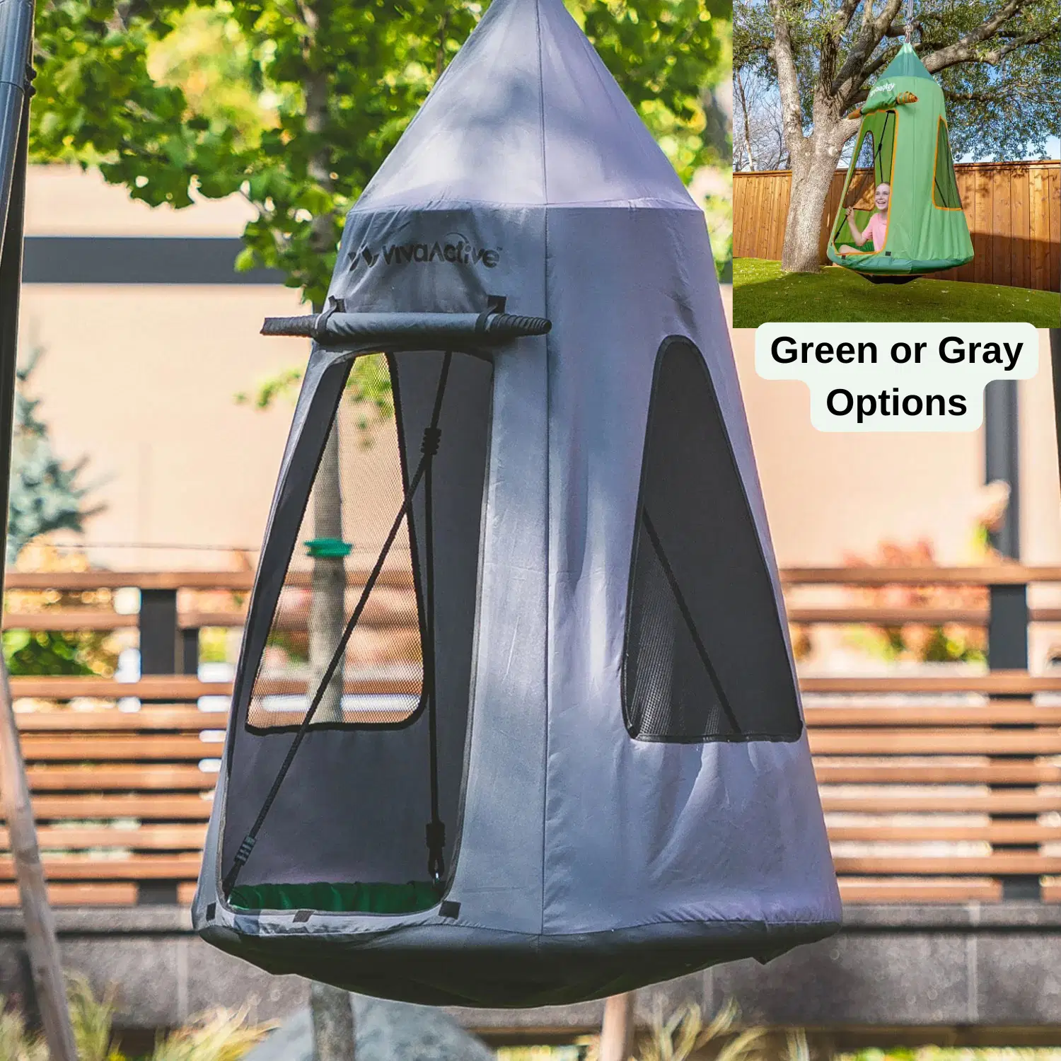 FlyMax Saucer Tree Swing With Grey or Green Tent