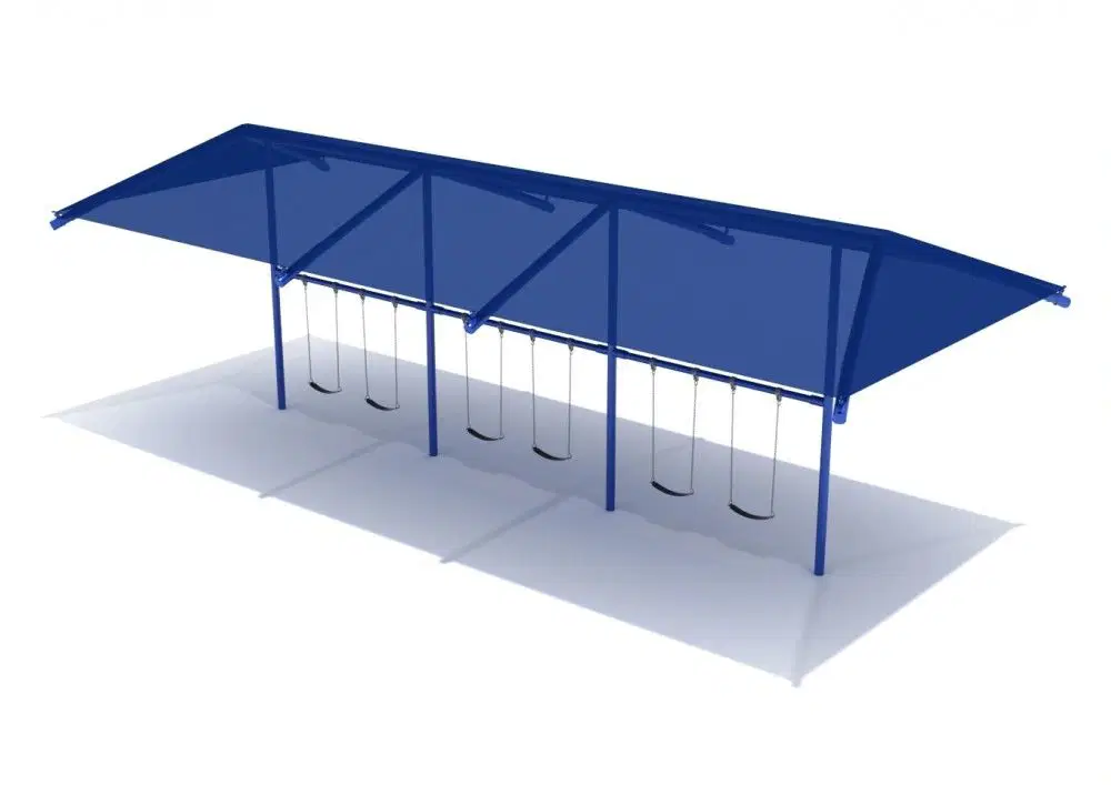 8 Feet Elite Single Post Swing With Shade - 3 Bays