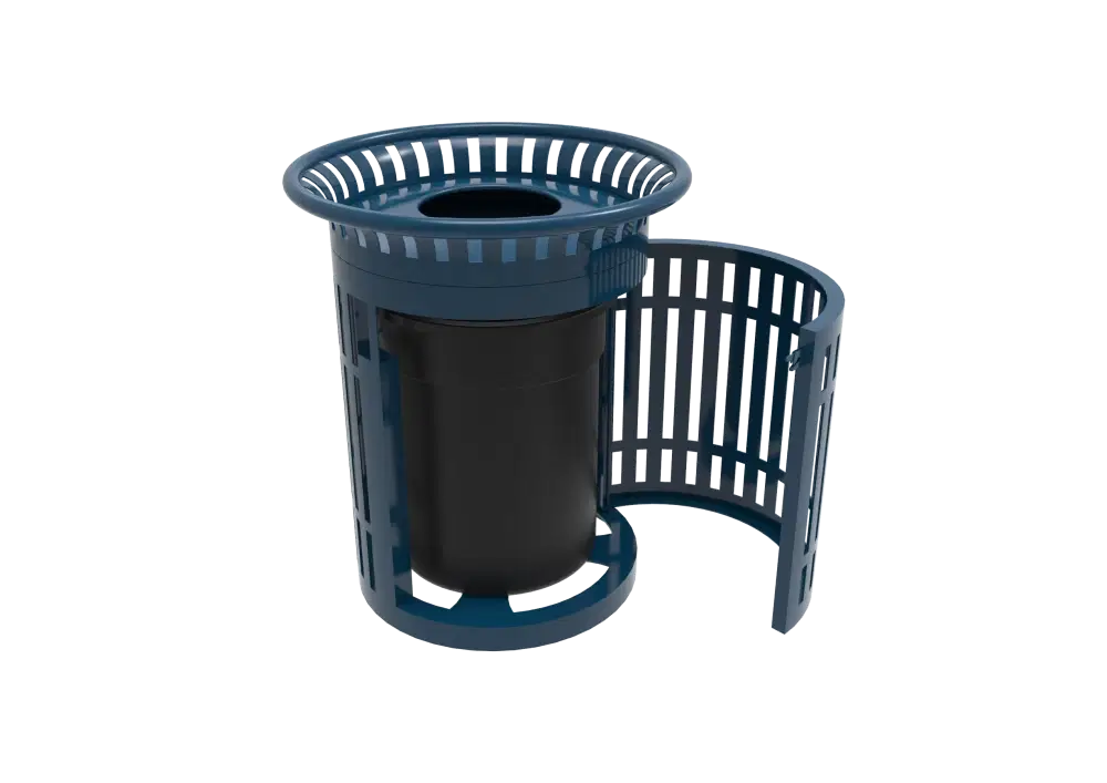 32 Gallon Skyline Side Opening Trash Receptacle with Flared Top and Liner
