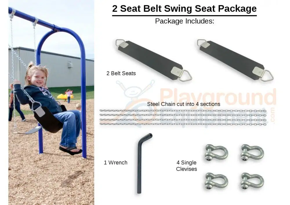 2 Seat Elite Belt Package with Seats, Chain, Clevis Connectors, Tool