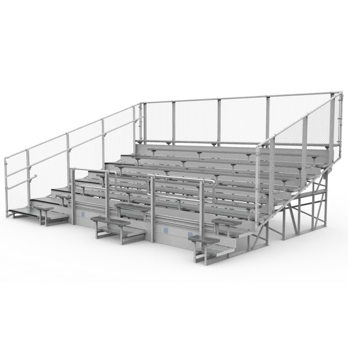 10 Row ADA Aluminum Bleachers with Galvanized Steel Frame - Chain Link Fence