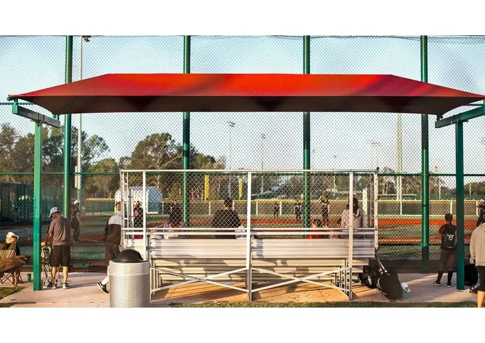 Bleacher Series Single-Column T-Cantilever Fabric Shade, 11-Foot Entrance Height