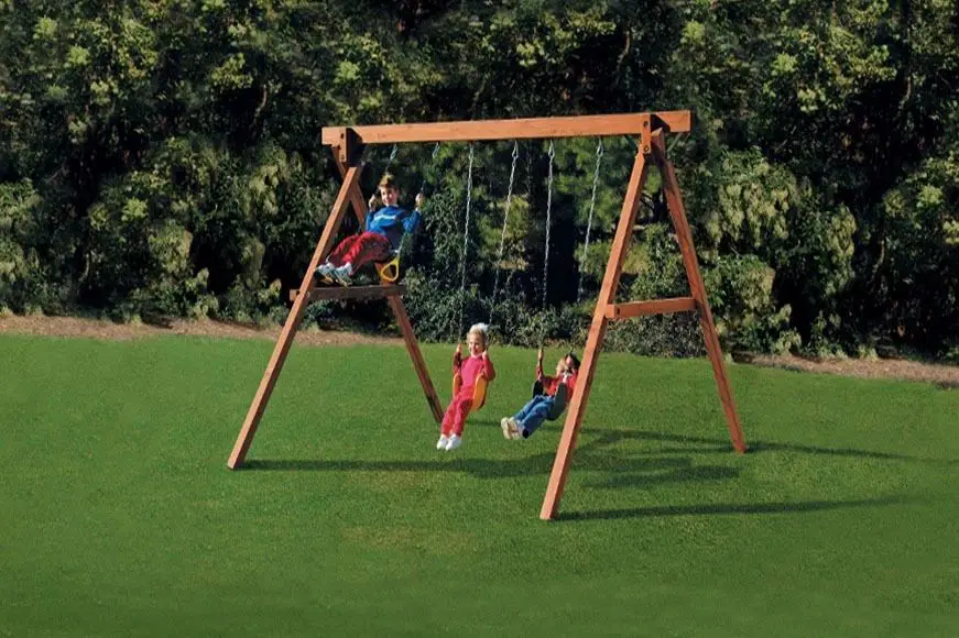 Swing Gym with a 3 position swing beam, 2 belt swings and a trapeze