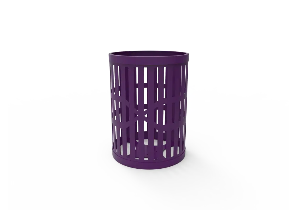 32 Gallon Trash Receptacle with Slatted Steel