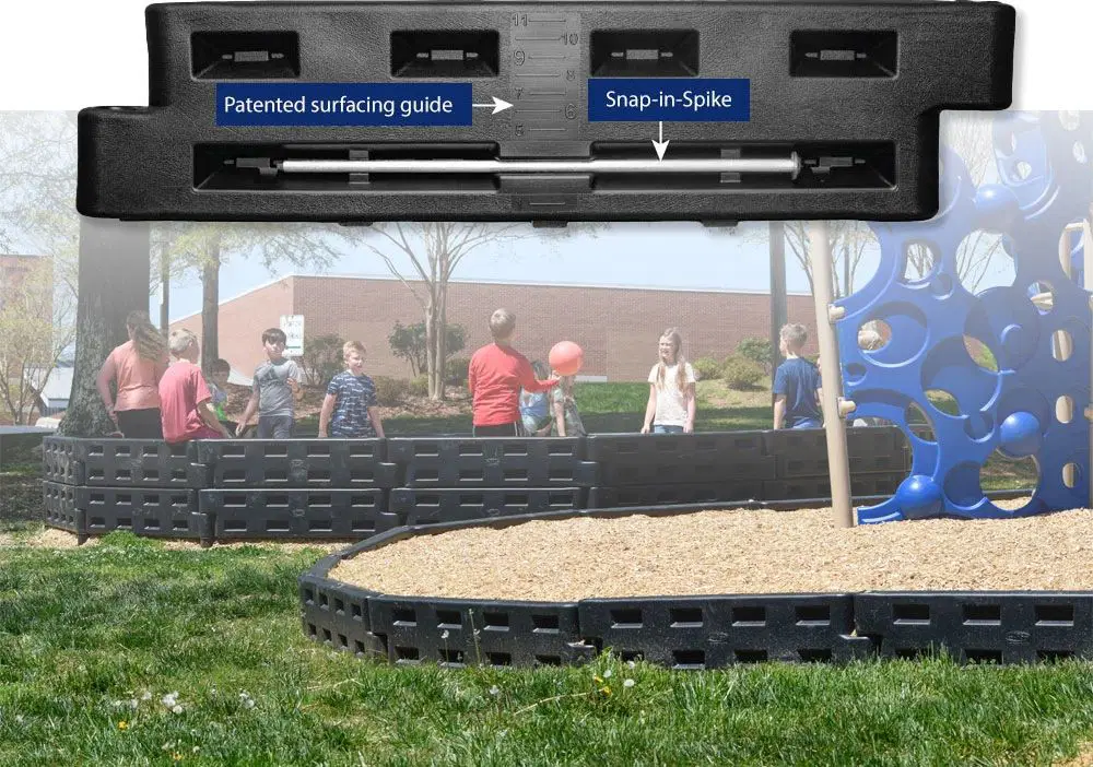 APS 8” or 12" Playground Border w/ Surfacing Guide & 1 Spike