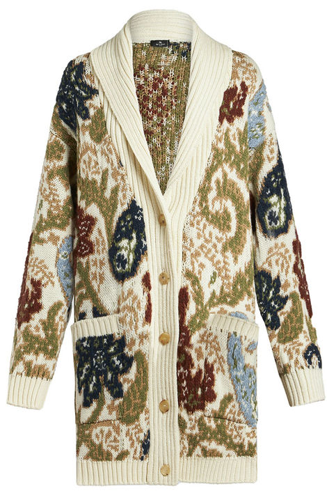 Maxi cardigan in maglia jacquard