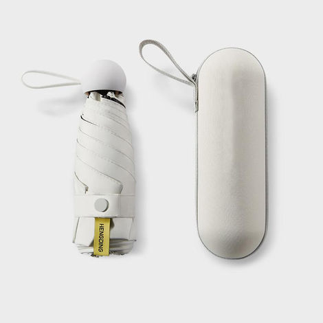 White Mini pocket 5 times easy to carry rain/sun umbrella women Capsule creative umbrella small umbrellas