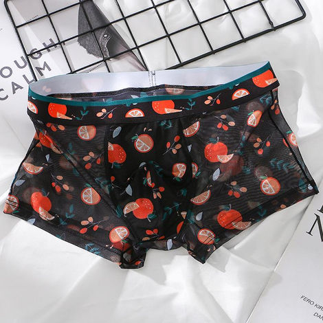 Men's ultra-slim transparent mesh boxer shorts - Sexy, breathable, summery print