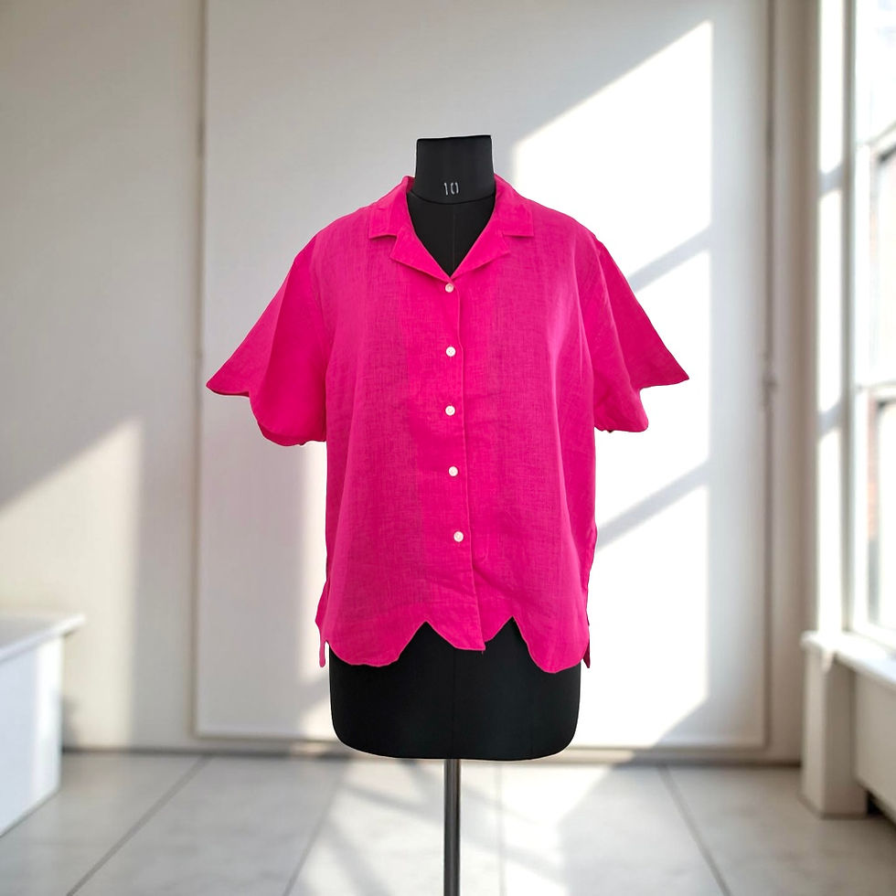 Thumbnail: FUCHSIA SCALLOP HEM LINEN SHIRT