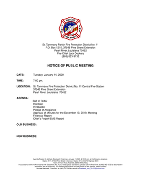 MEETING NOTICE & AGENDA
