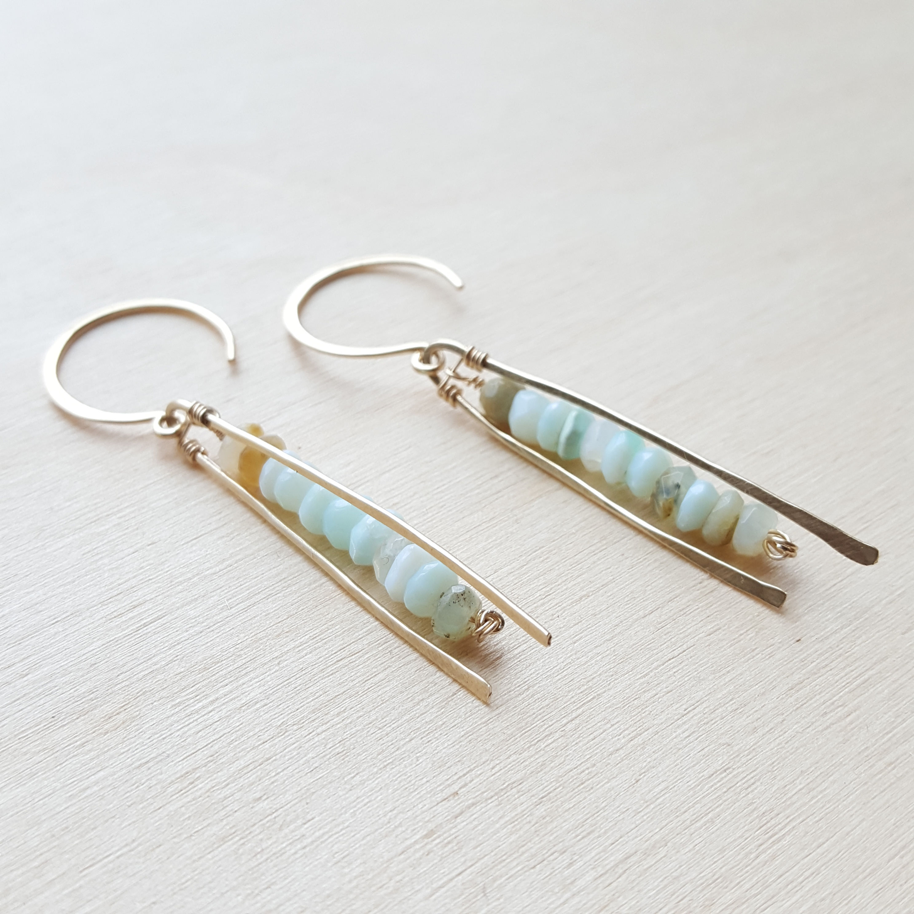 Linear Peruvian Opal Earrings