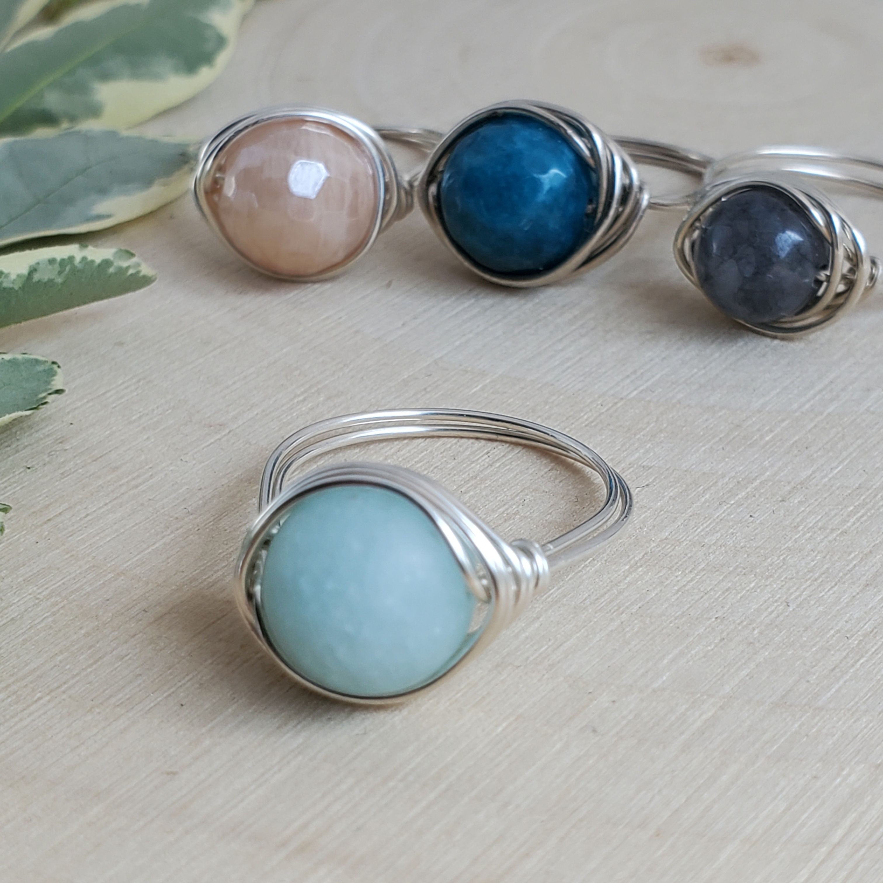 Silver Gemstone Wrap Ring 