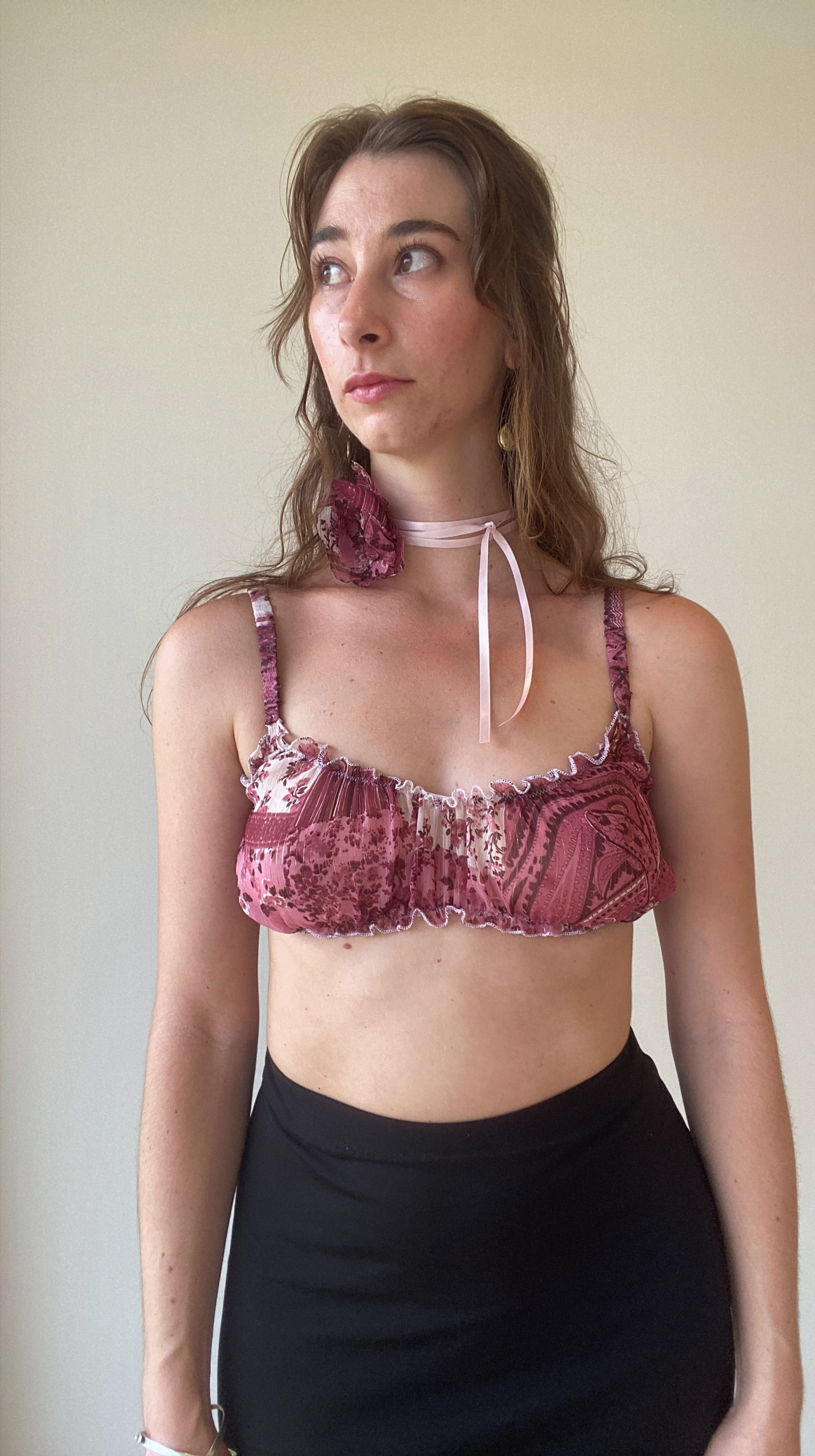 Pink Floral Ruched Sleep Top