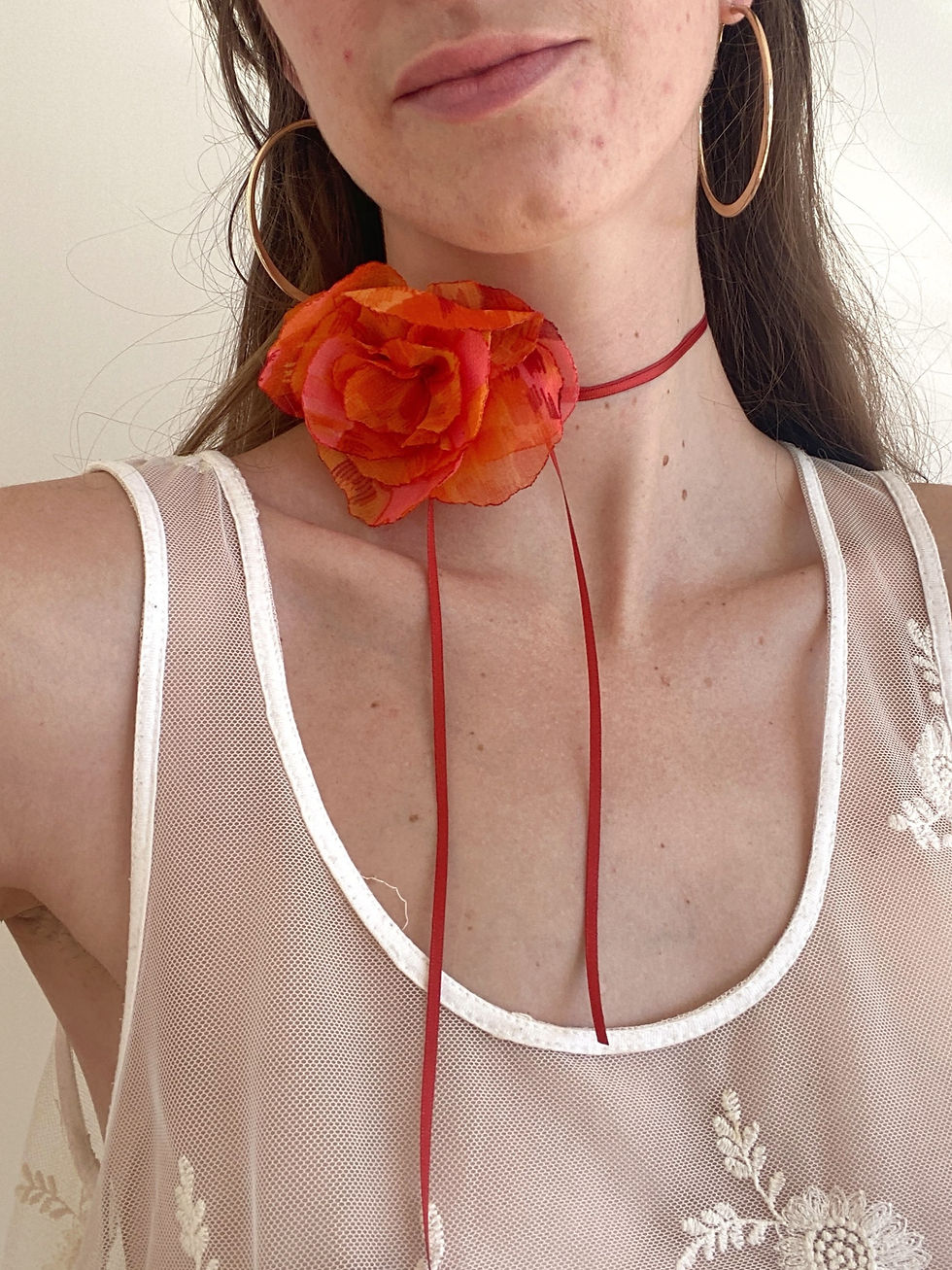 Thumbnail: Orange Rose Flower Choker