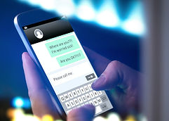 Worried parent writing text message to child that doesn't come home or answer or man typin