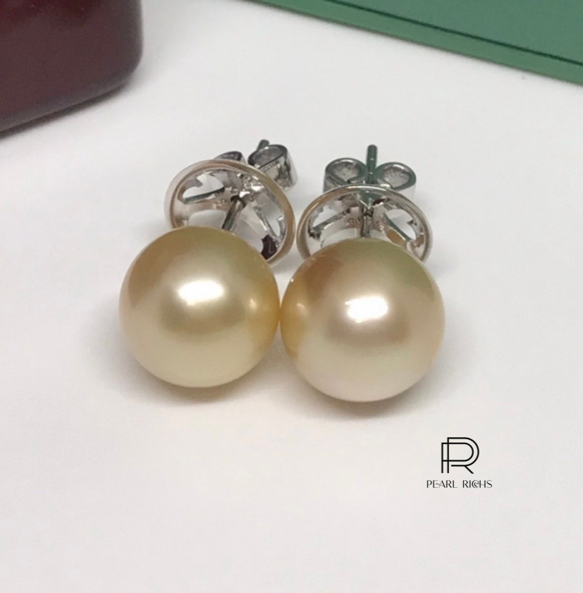 ต่างหูไข่มุกเซาท์ซีโทน ทรงกลม สีทอง