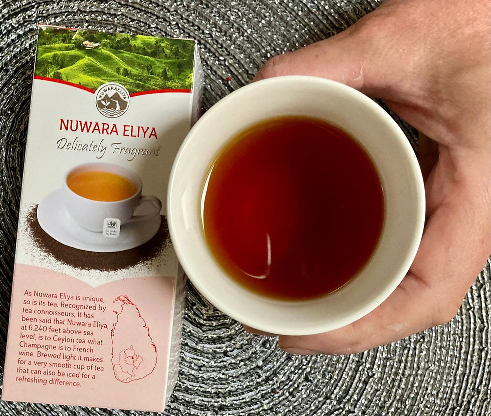 High grown tea from Nuwara Eliya. A lovely complex, uplifting, elegant black tea.