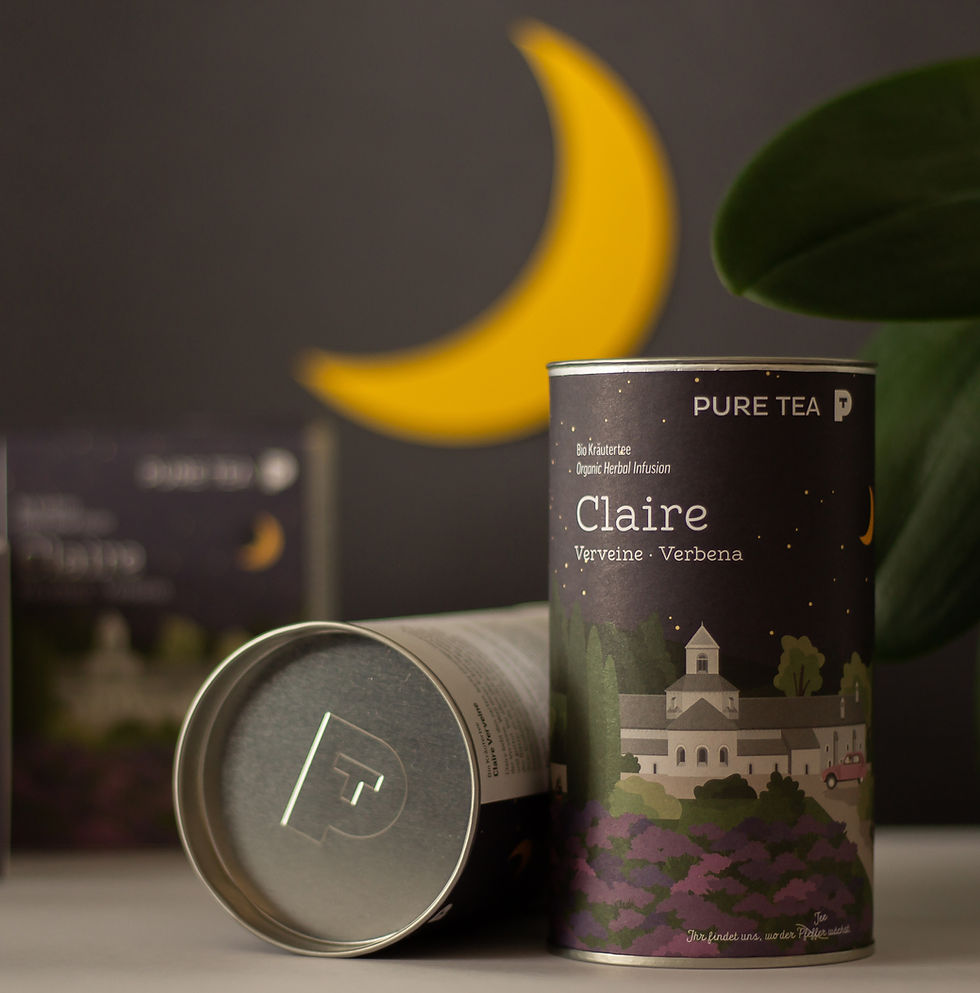 Lemon Verbena is a great caffeine-free choice for the afternoon and evening. Pure Tea Claire is organic and fair, and comes both as loose leaf or in biodegradable tea pouches. The high quality brand Pure Tea is only available through me in Sweden!