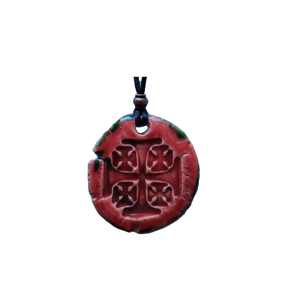 Miniature : Handmade Ceramic Jerusalem Cross Necklace