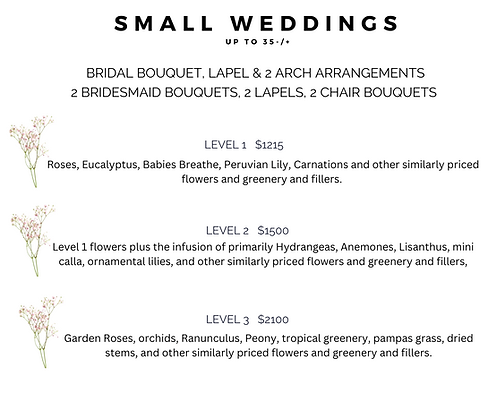 Small Wedding Flower Pricing