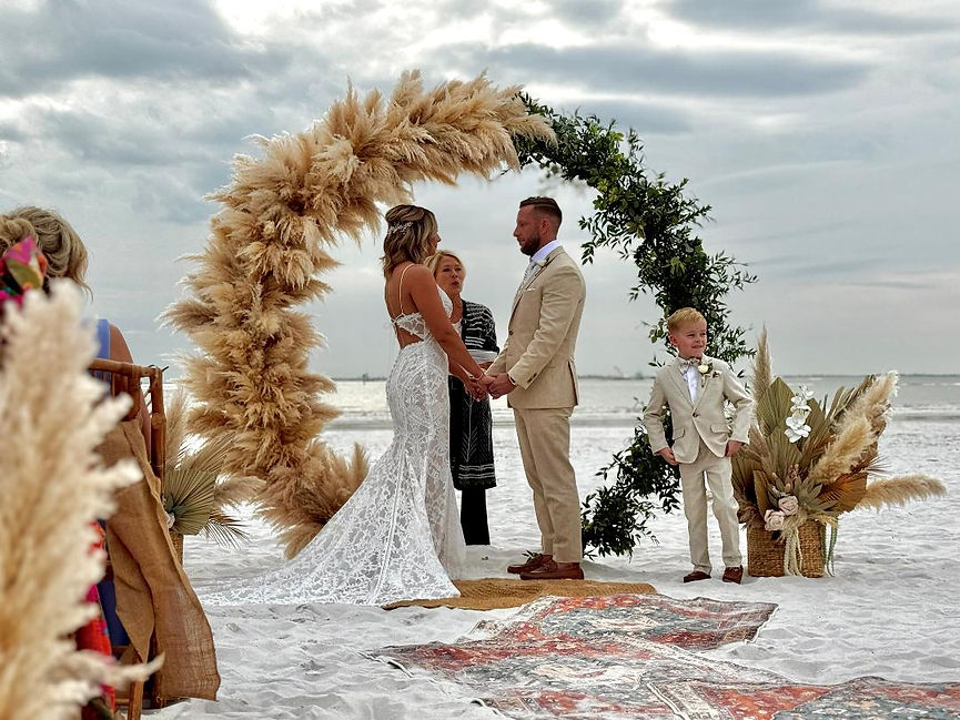 Circle Arch in Pampas and Greenery, Fort Myers Beach Wedding Package