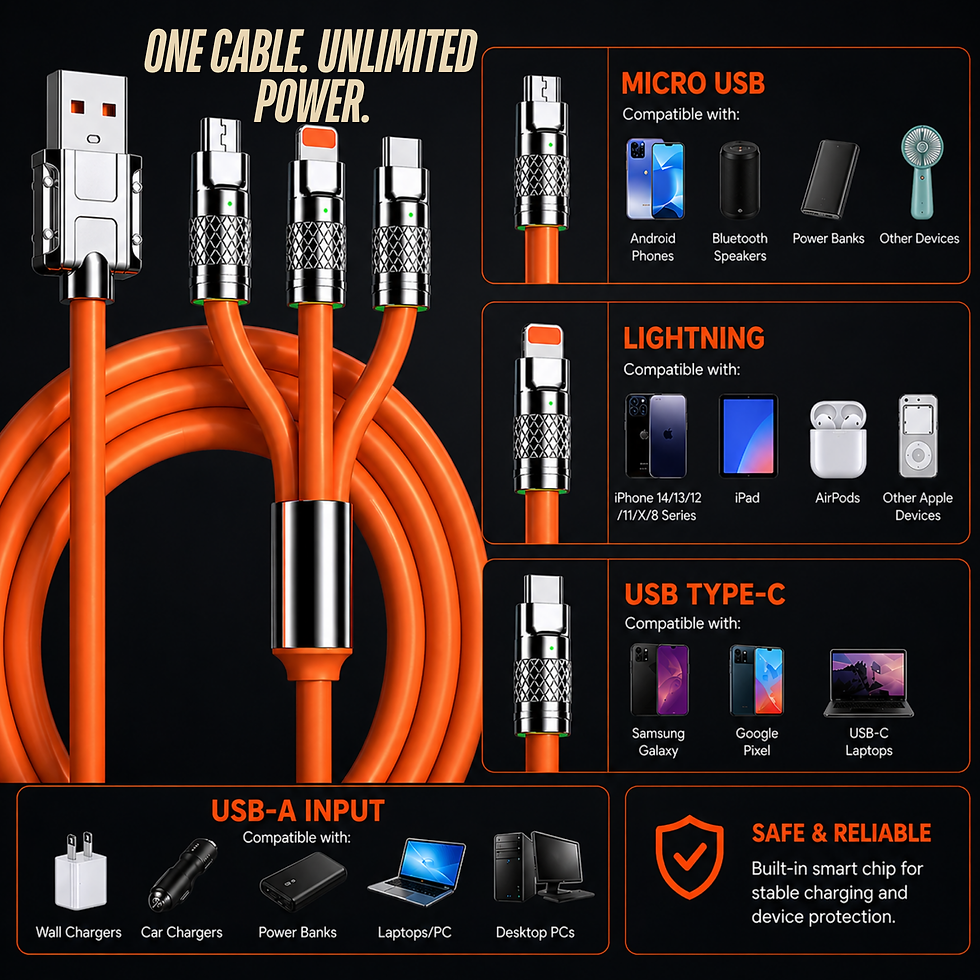 Thumbnail: Umake 120W 3-Pin Fast Charger | PD & QC Support for Smartphones