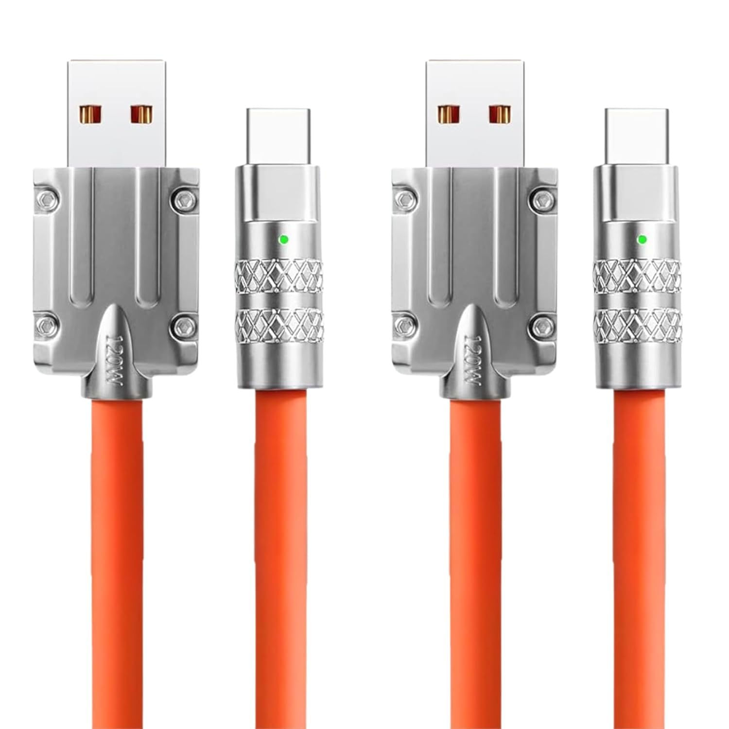 Umake 120W USB to Type-C orange-Metal Cable (Pack of 2) – Fast Charging