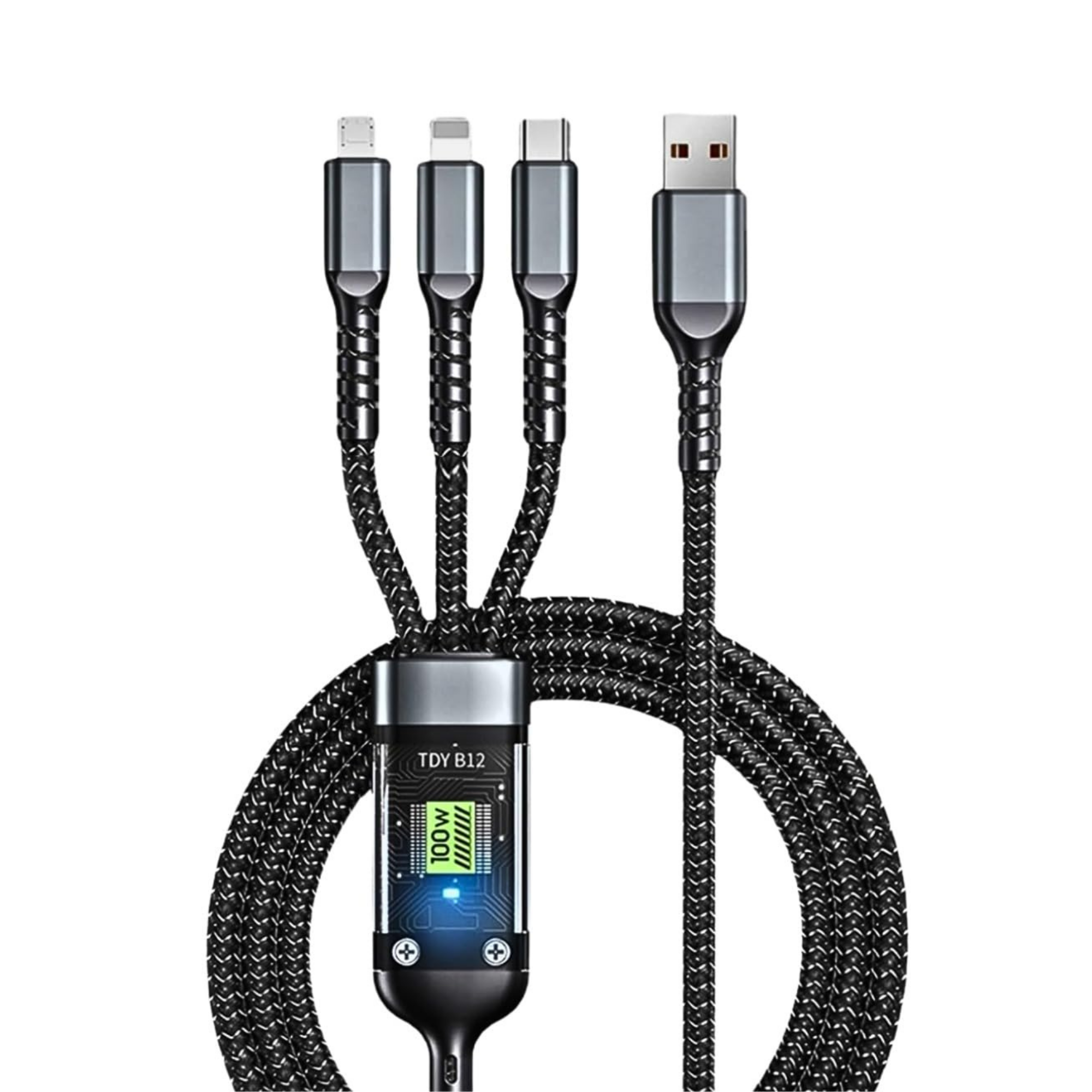 Umake 100W Ultra-Fast 3-Pin Braided Charging Cable | Premium PD Type-C Cable