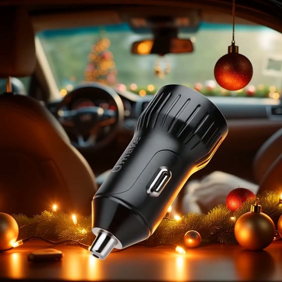 Thumbnail: Umake 165W Black Car Charger with Dual Ports | Fast PD Charging for Smartphones