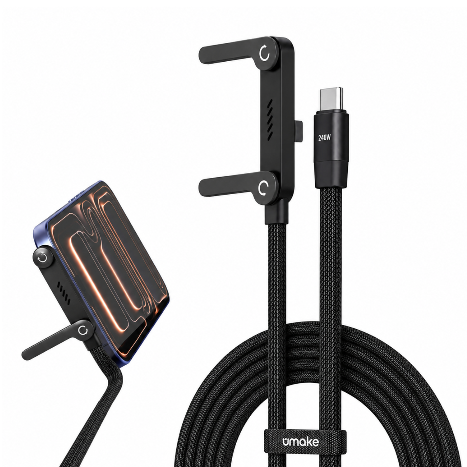 Umake 240W Type-C Fast Charge Cable with Phone Stand