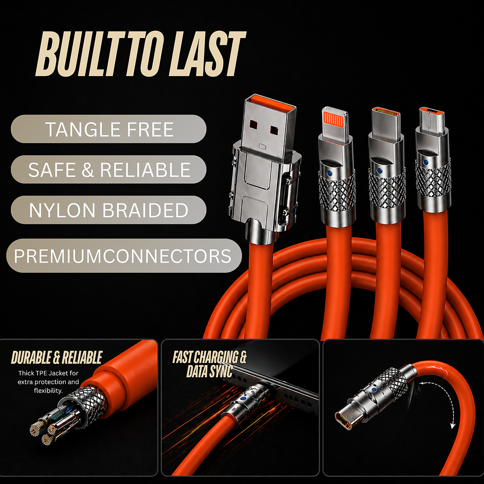 Thumbnail: Umake 120W SuperFast 3-Pin Metal Charger | Heavy-Duty Orange Power Adapter