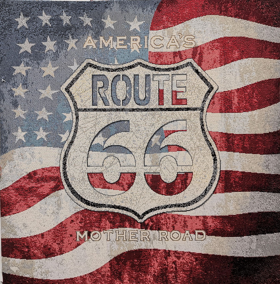 plaque d'immatriculation route 66 sur drapeau des USA plaque d'immatriculation route 66 sur drapeau des USA