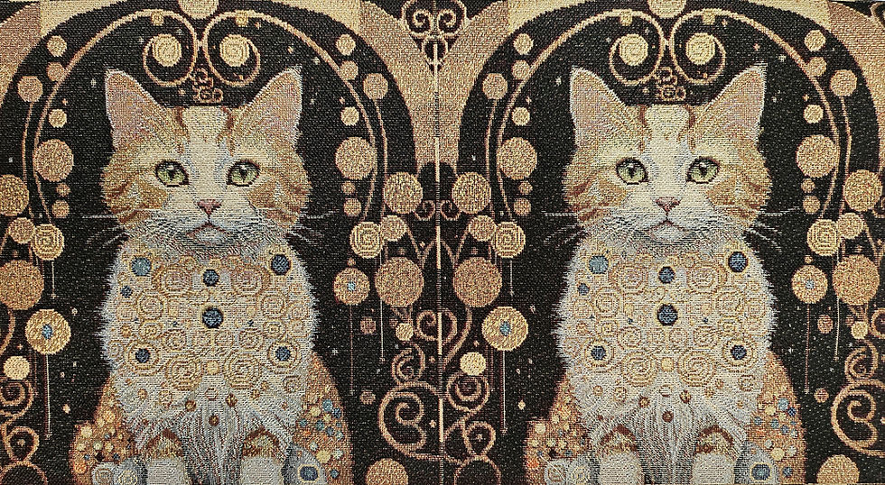 Mini carré chat roux lurex or jacquard 